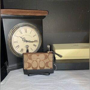 Coach Brown and Black Signature Wallet